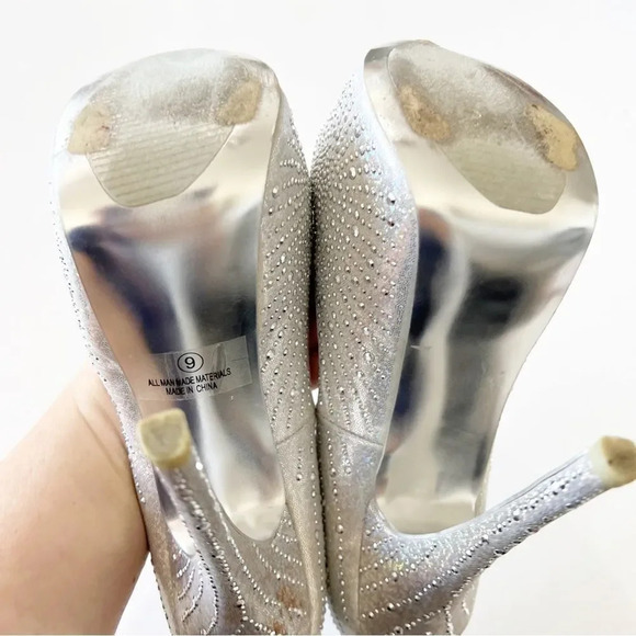 Sheikh Silver Metallic Studded Platform Pleasers‎ Size 9 6” Heel Boudoir Pole - Picture 3 of 14
